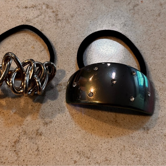 Silver and Black Hair Ties with Rhinestones . Both included - Picture 2 of 4